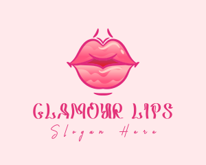 Pink Watercolor Lips logo design