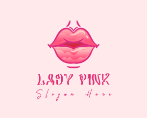 Pink Watercolor Lips logo design