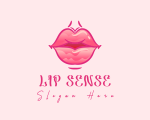Pink Watercolor Lips logo design