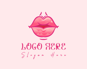Makeup - Pink Watercolor Lips logo design