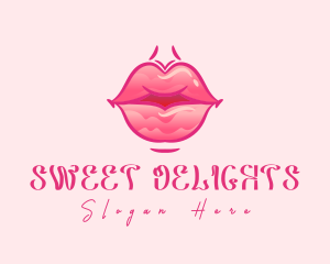 Pink Watercolor Lips logo design