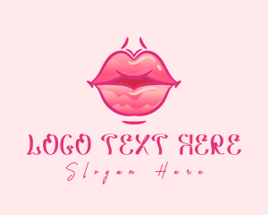 Kiss - Pink Watercolor Lips logo design