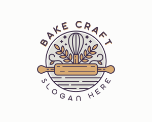 Rolling Pin Whisk Baker logo design