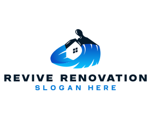 Renovation - Paintbrush Refurbish Renovation logo design