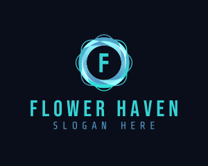 Digital Technology Flower logo design