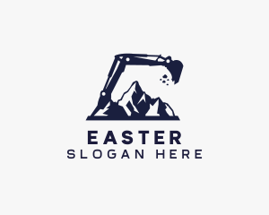 Construction Excavator Mountain Logo