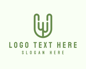 Arborist - Monoline Cactus Letter W logo design