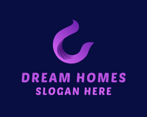 Purple Modern Letter C Logo