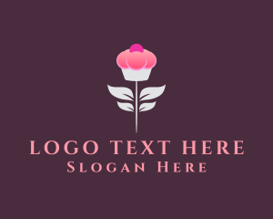 Bakery - Sweet Pink Cupcake Flower logo design