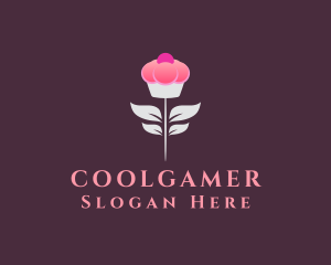 Sweet Pink Cupcake Flower Logo