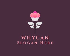 Sweet Pink Cupcake Flower logo design