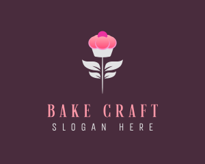 Sweet Pink Cupcake Flower logo design