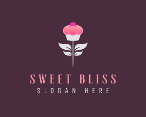 Sweet Pink Cupcake Flower logo design