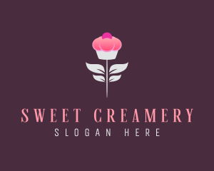 Sweet Pink Cupcake Flower logo design