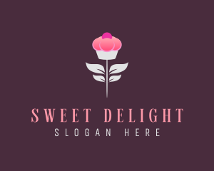 Sweet Pink Cupcake Flower logo design