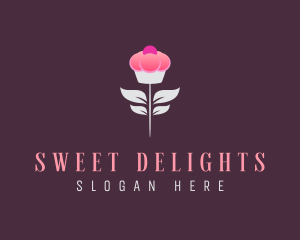 Sweet Pink Cupcake Flower logo design