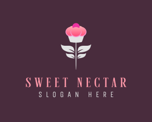 Sweet Pink Cupcake Flower logo design