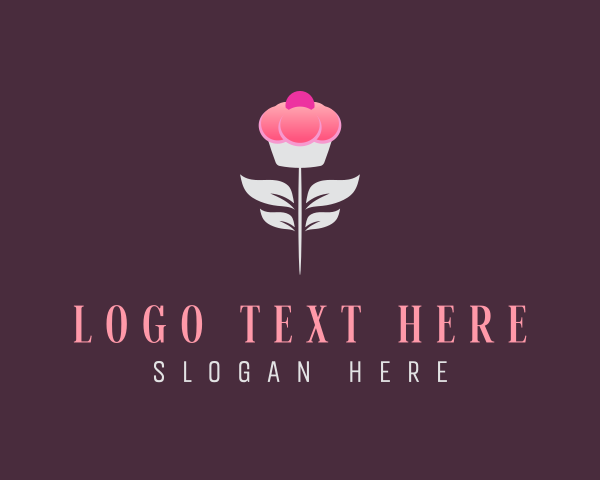 Dessert - Sweet Pink Cupcake Flower logo design