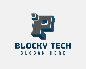 Blocky - 3D Graffiti Letter P logo design