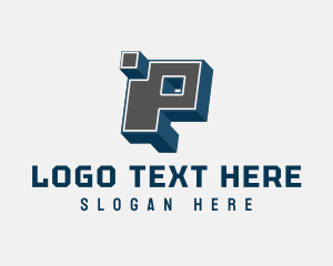 Blocky - 3D Graffiti Letter P logo design