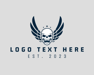 Biker - Wing Skull Rider logo design