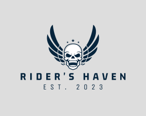 Biker - Wing Skull Rider logo design