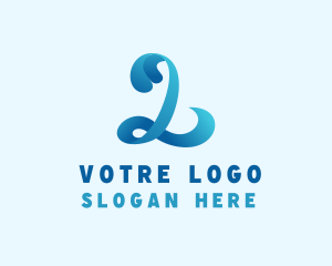 Swoosh - Water Wave Letter L logo design
