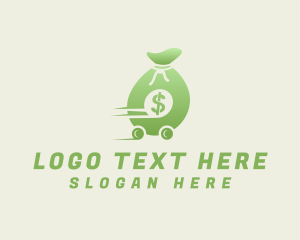 Online Banking - Moving Dollar Bag Money logo design