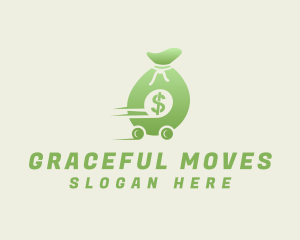 Moving Dollar Bag Money logo design