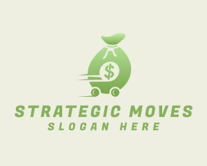 Moving Dollar Bag Money logo design