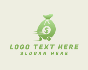 Bank - Moving Dollar Bag Money logo design