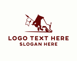 Outdoor - Bison Flag Spear logo design