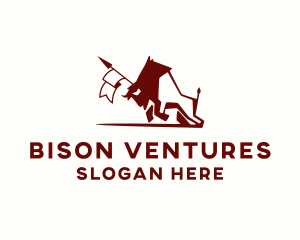Bison Flag Spear logo design