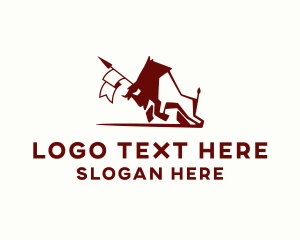 Cattle - Bison Flag Spear logo design