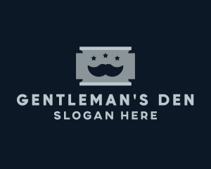 Moustache Shaving Razor Blade logo design