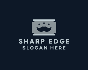 Moustache Shaving Razor Blade logo design