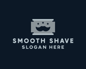 Shaving - Moustache Shaving Razor Blade logo design