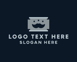Steel - Moustache Shaving Razor Blade logo design