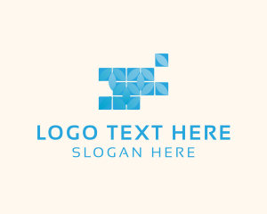 Photoshop - Blue Glass Tiles logo design