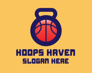 Hoops - Kettlebell Basketball Gym logo design