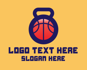 Hoops - Kettlebell Basketball Gym logo design