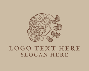 Model - Woman Hair Leaf logo design