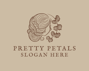 Woman Hair Leaf logo design