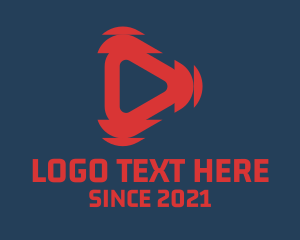 Media Player - Red Tech Play Button logo design
