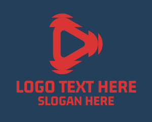 Red Tech Play Button Logo