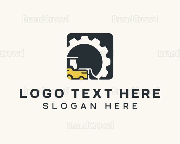 Gear Bulldozer Construction Logo