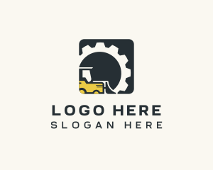 Construction - Gear Bulldozer Construction logo design