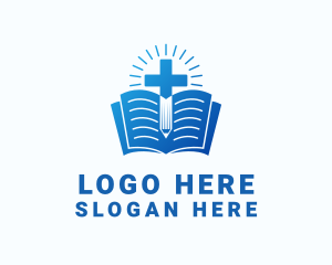 Writer - Religious Bible Cross logo design