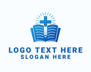 Nun - Religious Bible Cross logo design