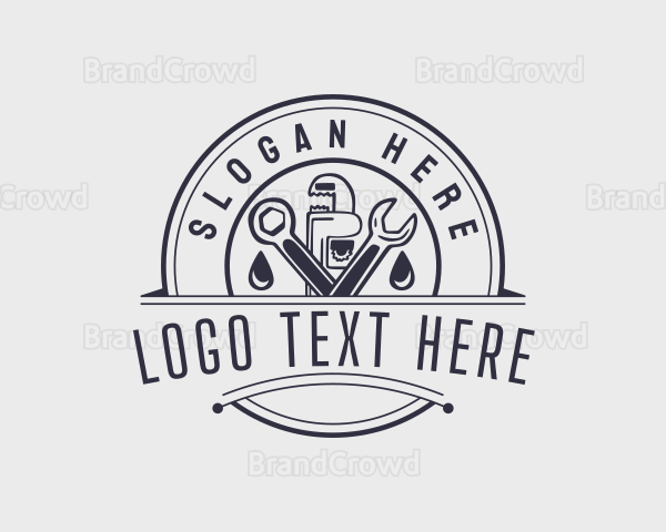 Pipe Wrench Plumber Logo